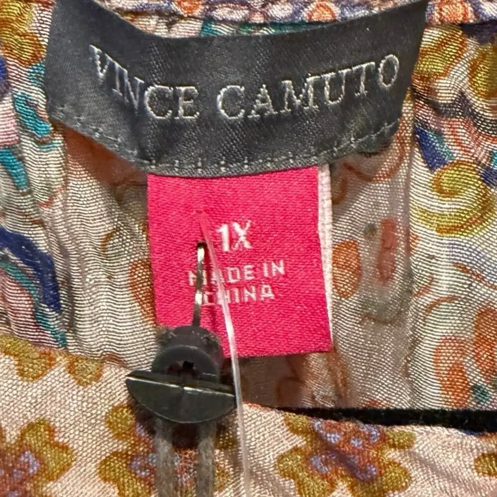 Vince Camuto 1X Boho Floral Paisley Blouse New